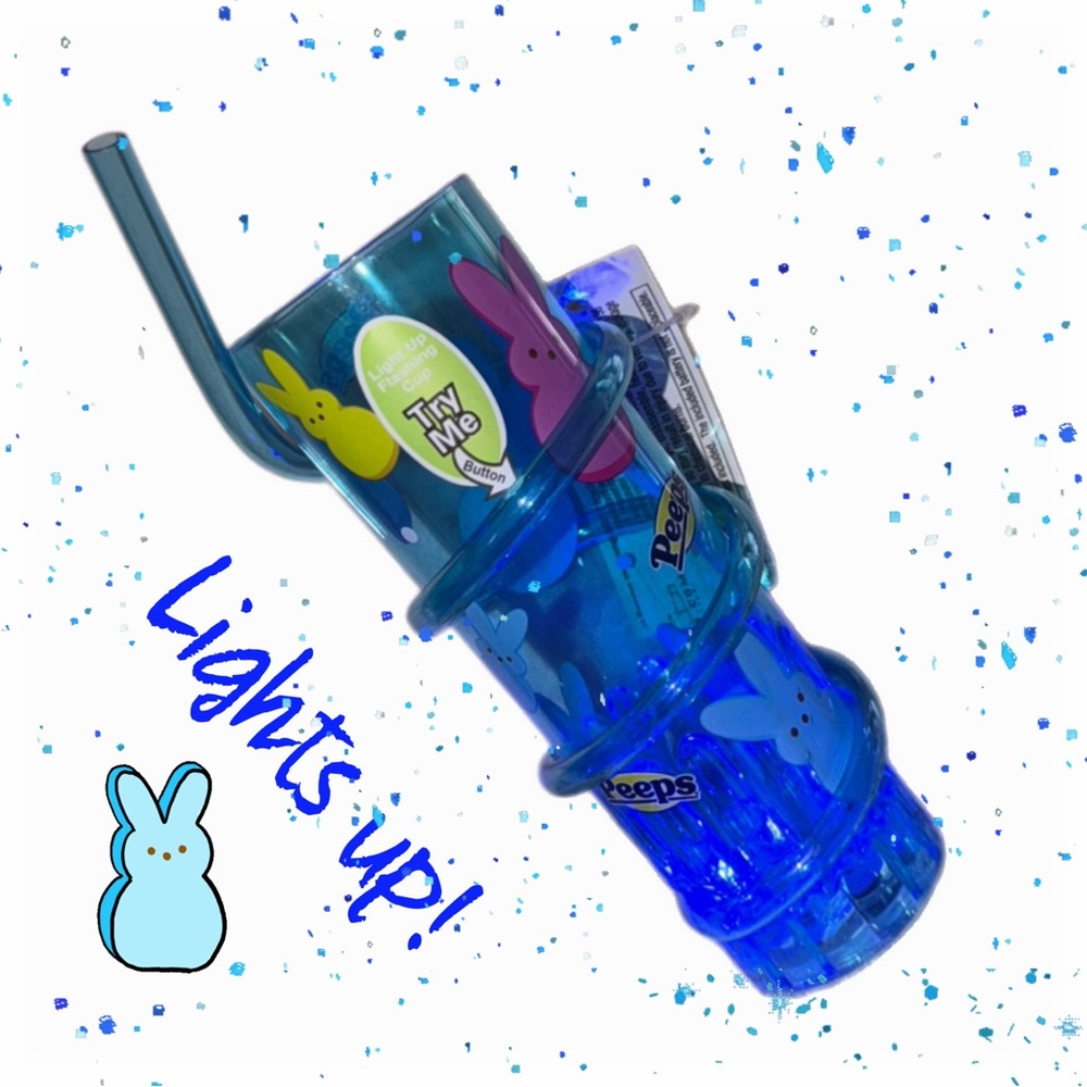 BLUE Easter Peeps Light-Up Cup with Spiral Straw
